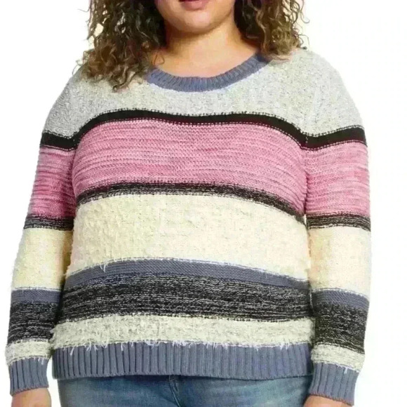 Caslon Pullover Marl Striped Long Sleeve Sweater - Picture 1 of 6